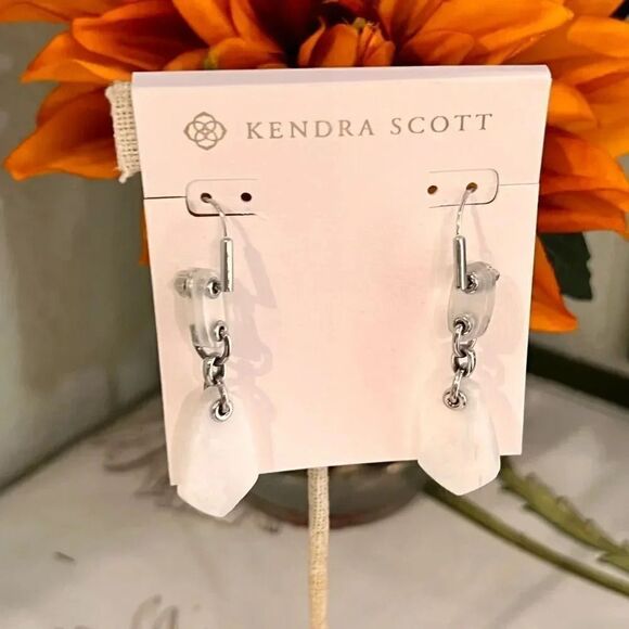NWT Kendra Scott Ashlyn Silver Multi Stone Drop Earrings #KSER - Picture 2 of 5